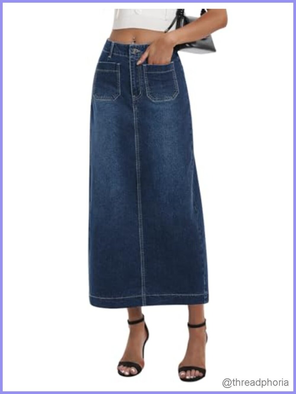 Long Denim Skirt for Women Stretch Maxi Slit High Waisted Pencil Jean Skirt